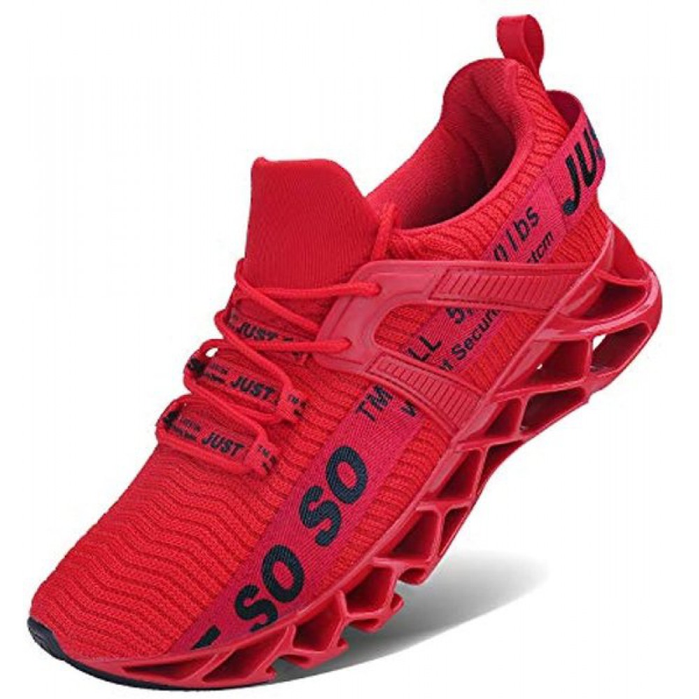 Men's Runing Shoes Walking Non Slip Blade Type Sneakers Red