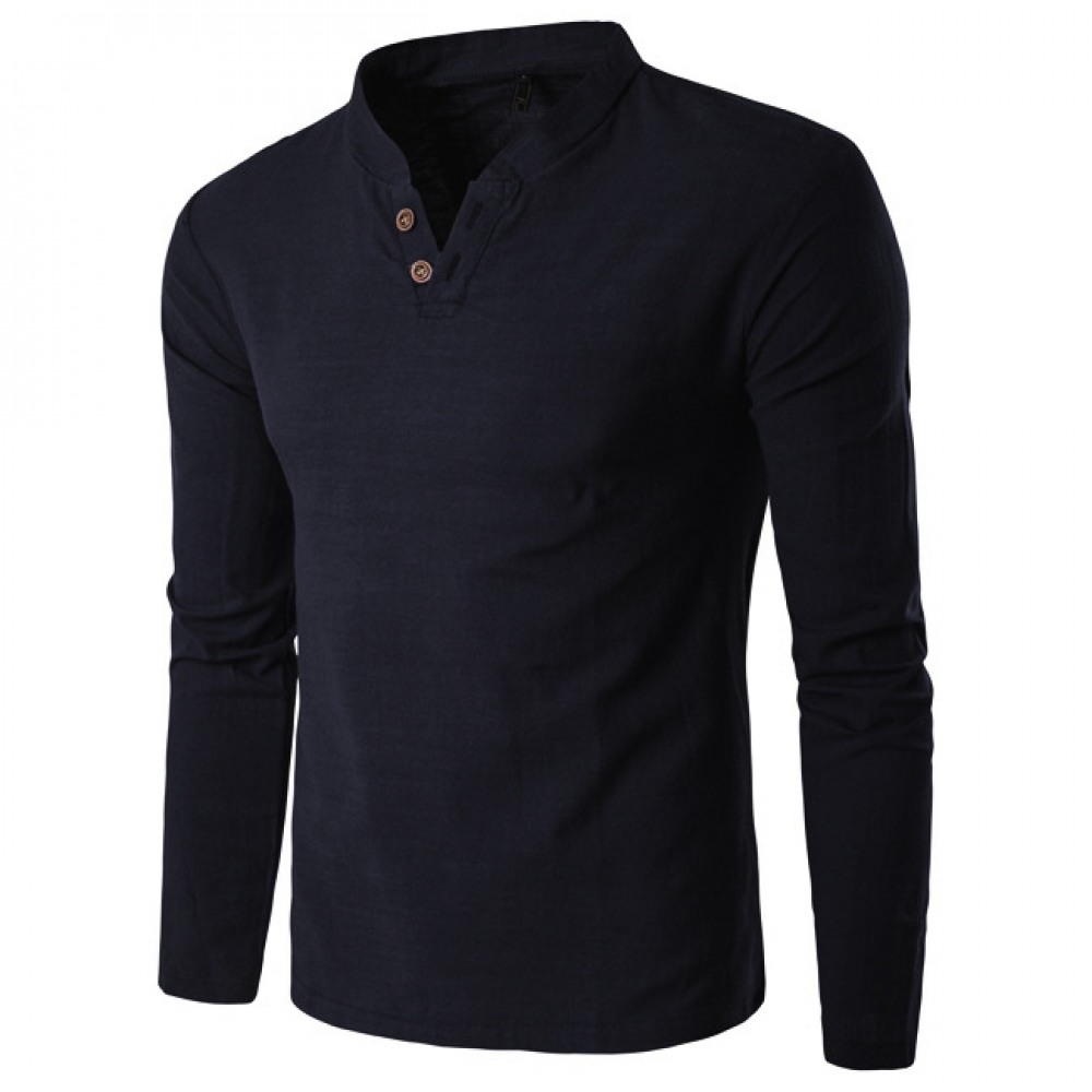 Men's Long-Sleeved V-Neck T-Shirt Casual Bottoming Shirt